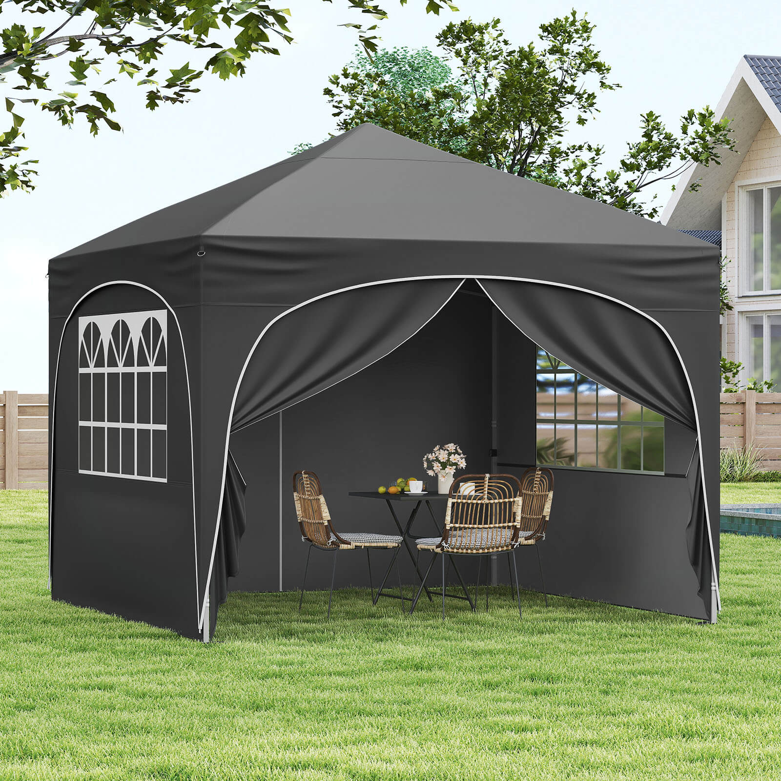 Costway 10 X 10 FT Pop up Canopy Tent Outdoor Easy Setup Sunshade with Wheeled Bag