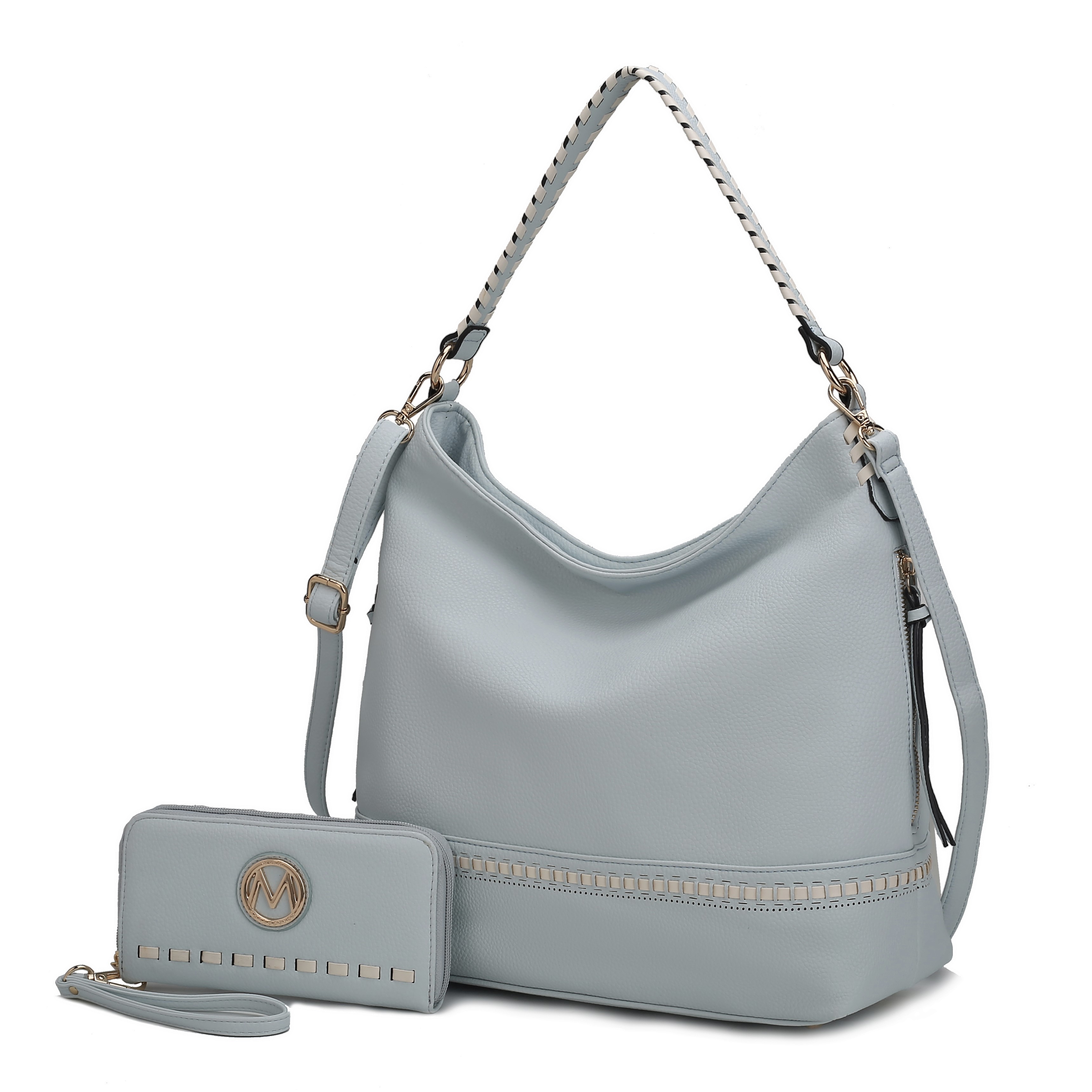MKF Collection Blake two-tone whip stitches Shoulder bag  with Wallet by Mia K