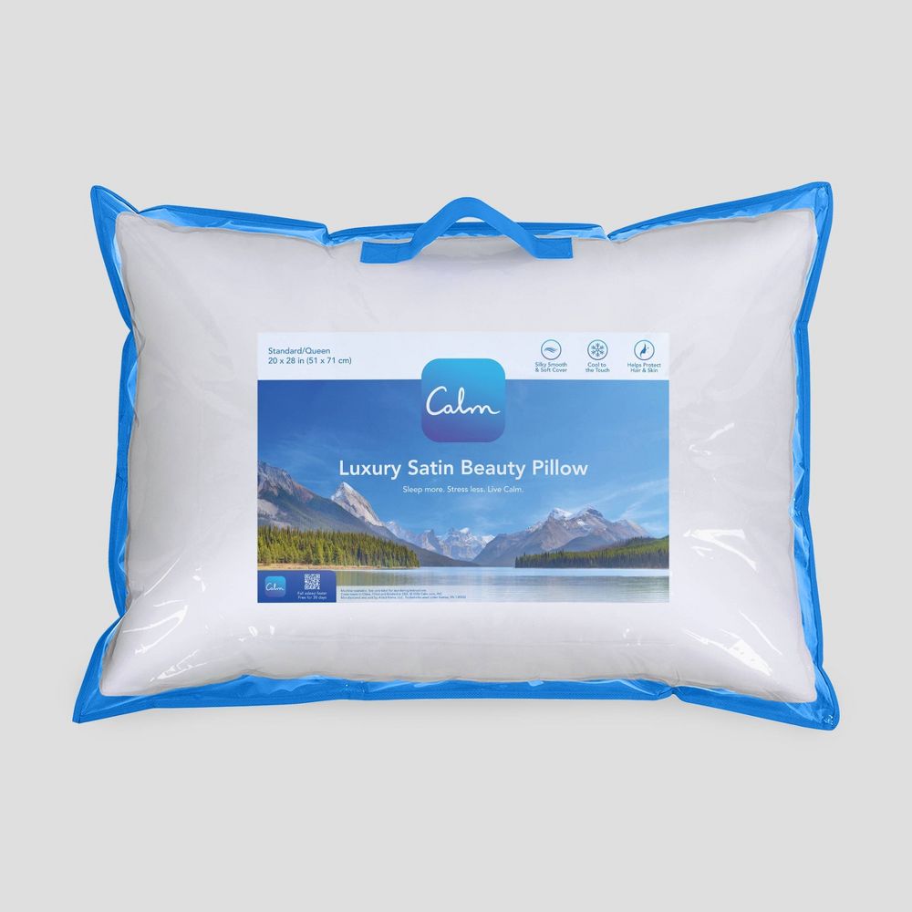 Calm Jumbo Medium Density Satin Bed Pillow White - Open Box