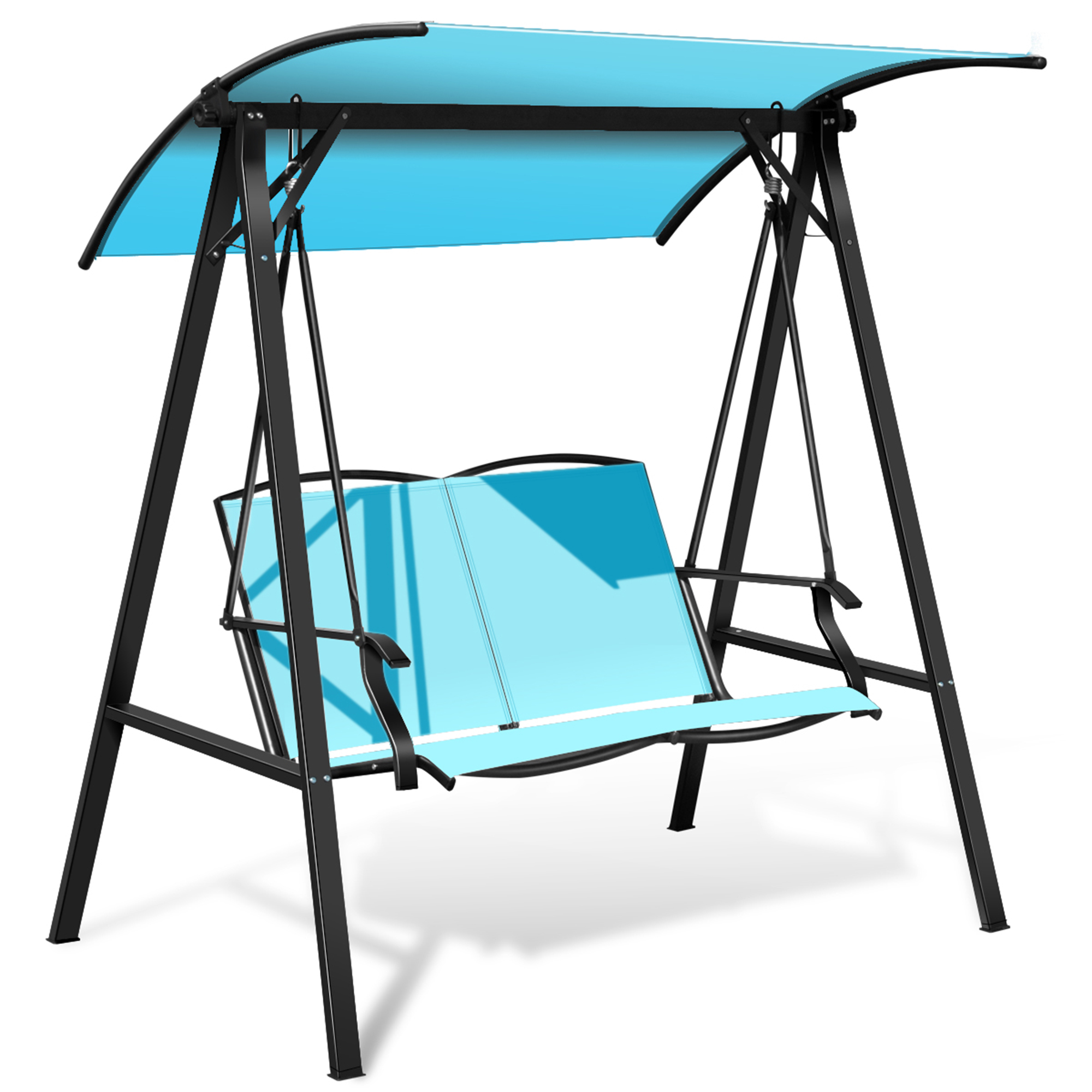 Outdoor 2-Seat Swing Loveseat Canopy Swing Chair
