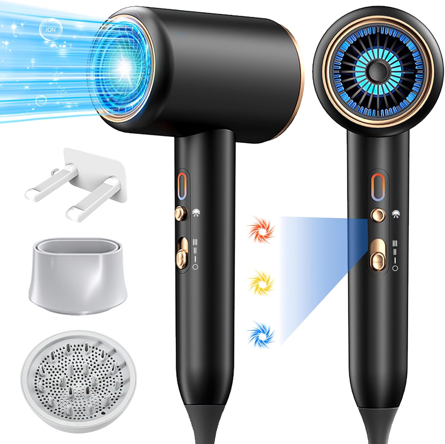 Salon Power Ionic Blow Dryer with Dual Attachments and HeatGuard Technology