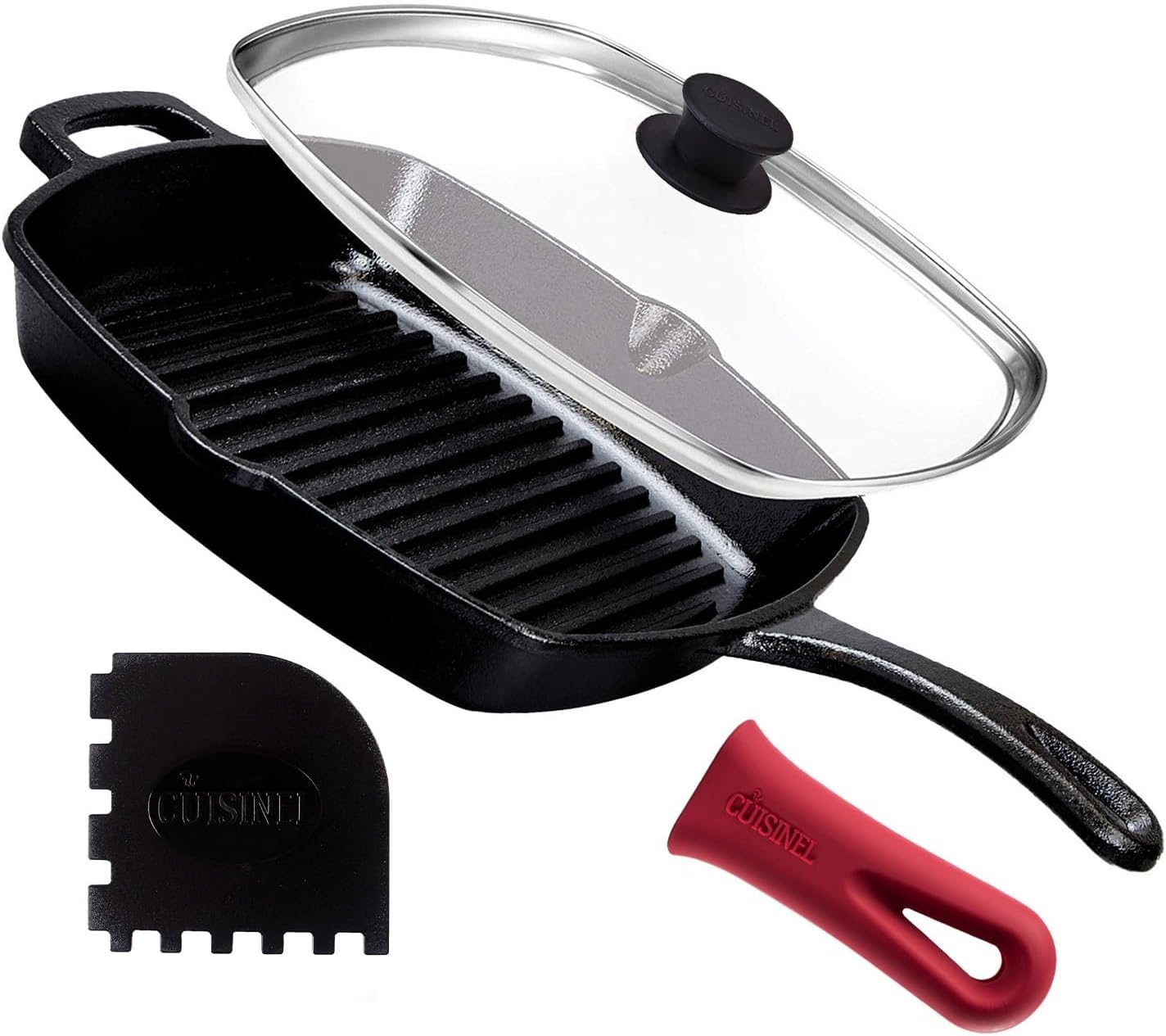 Cuisinel 10.5"" Cast Iron Square Grill Pan Set