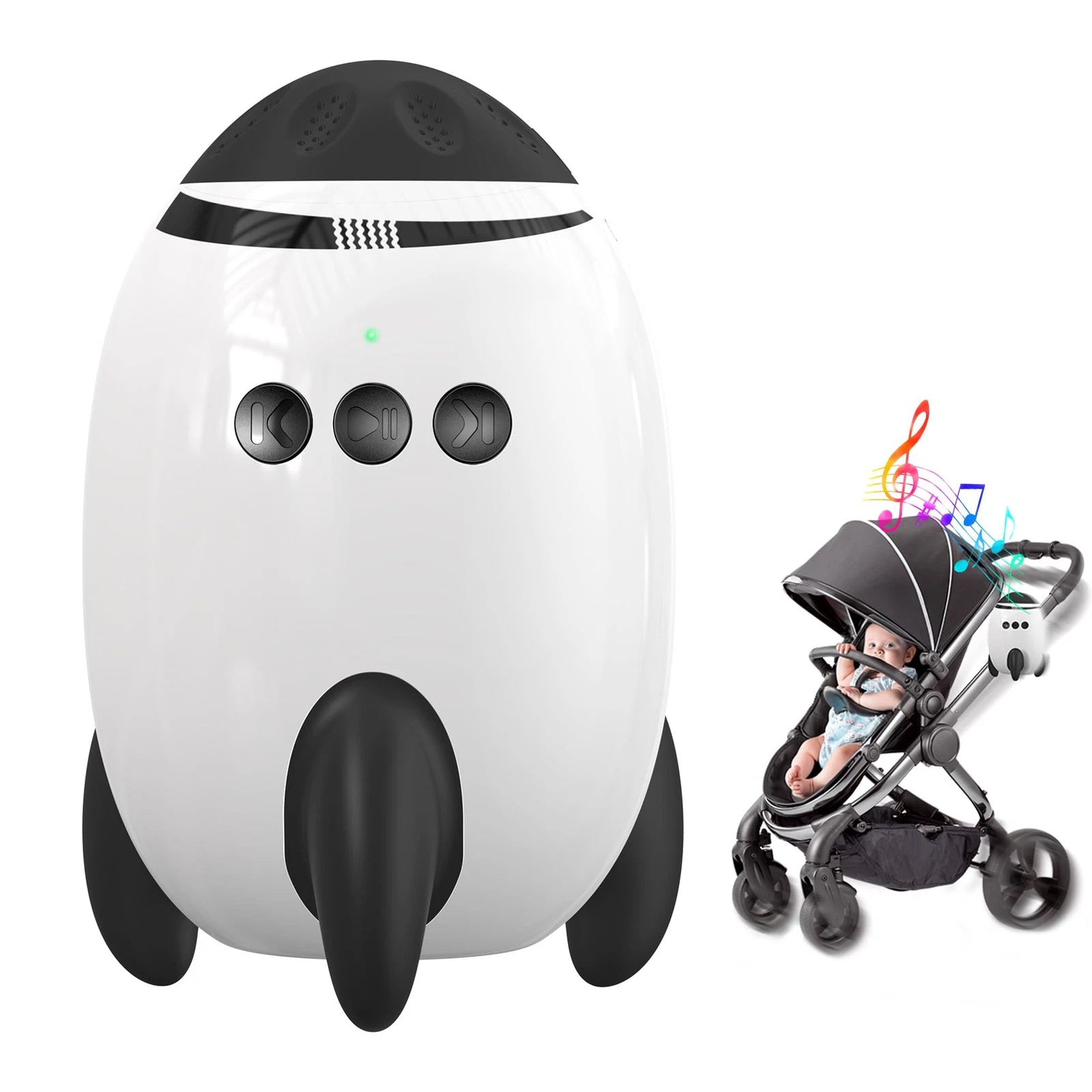 QNHMPW BABY ROCKER, BABY VIBRATING SOOTHER GENTLY ROCKS - WHITE/BLACK