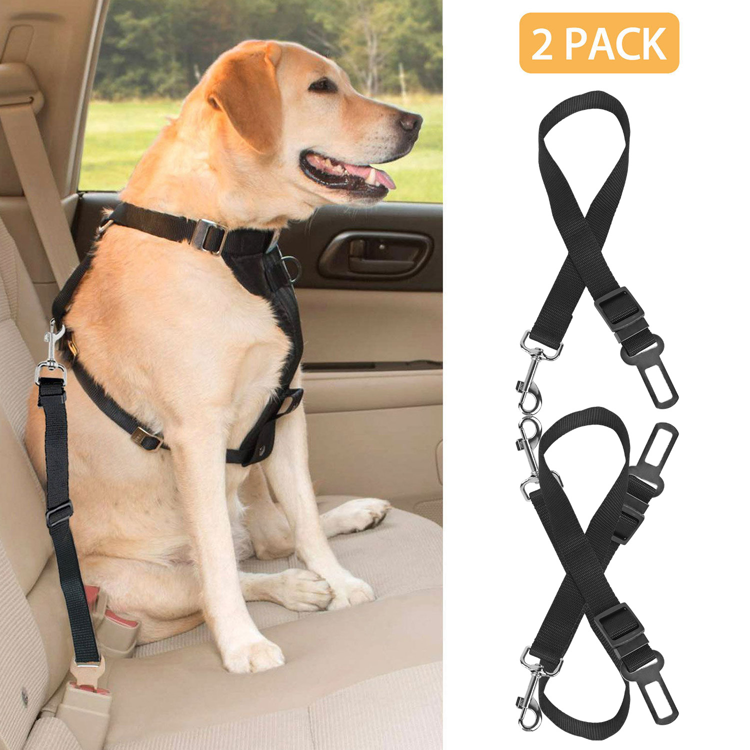 1.37FT-2.2FT Adjustable Dog Seat Belt Leash Pet Seatbelt Car Safety Harness