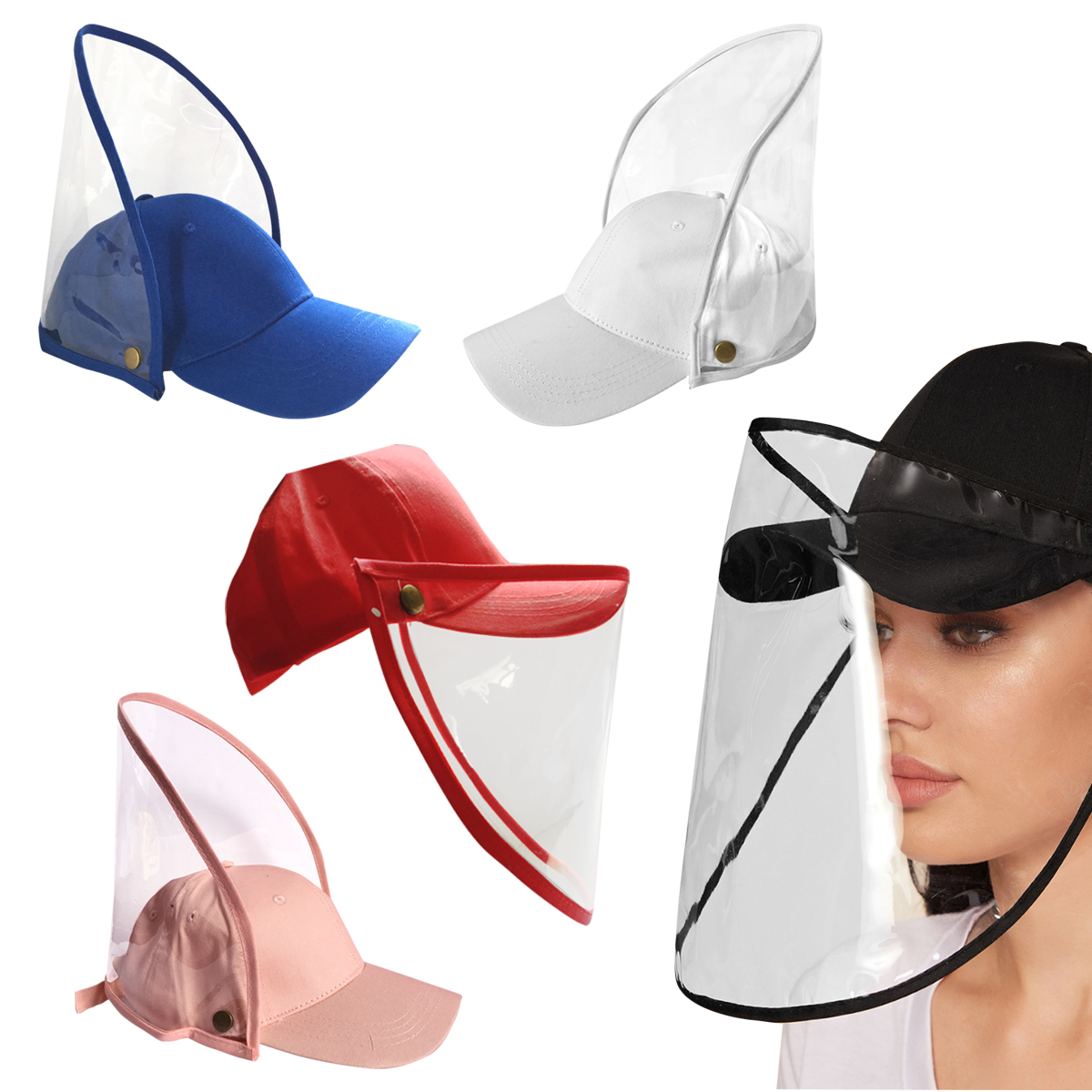 Baseball Cap Protective Hat Full Face Mask Shield