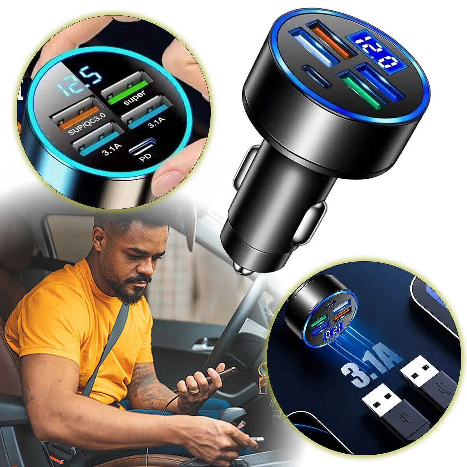2-Pack 5 Port Car Charger