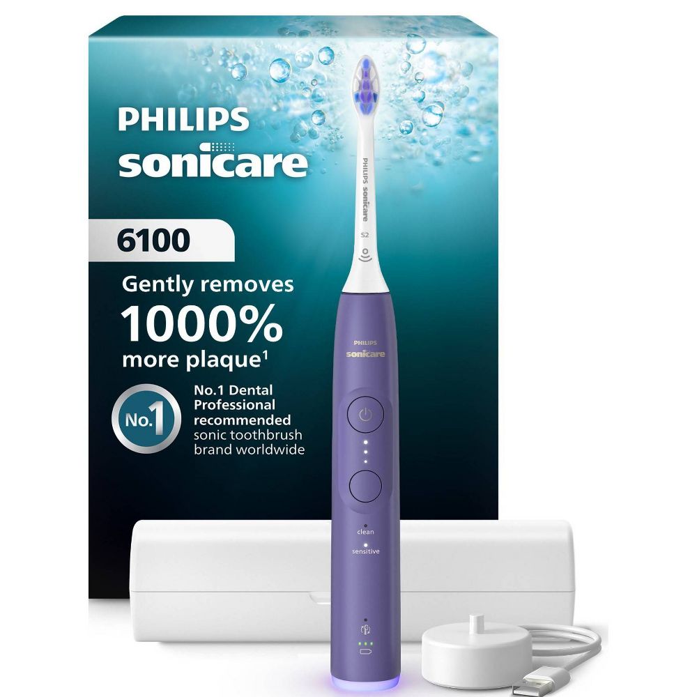 Philips Sonicare 6100 Rechargeable Electric Toothbrush with Travel Case and Brush Head