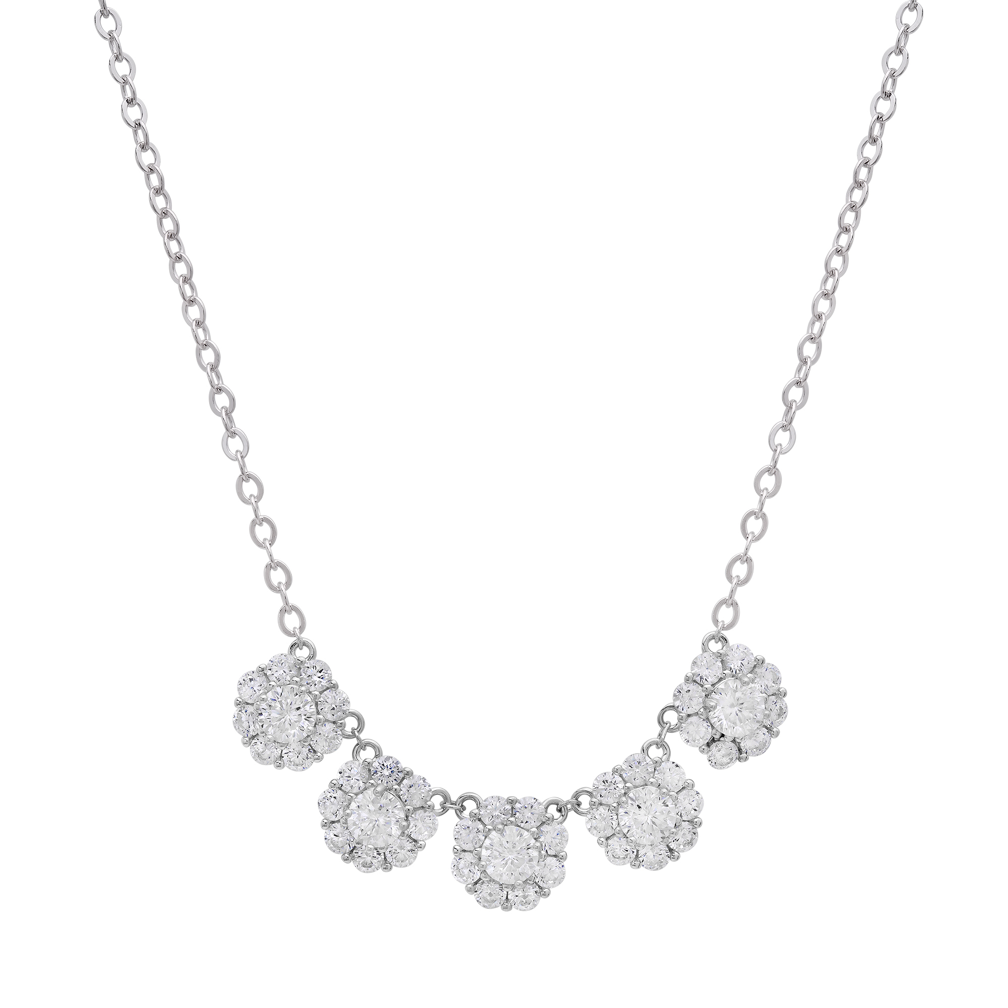 Sterling Silver Moissanite Floral Statement Necklace