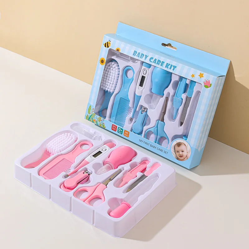 10PCS Baby Nail Trimmer Care Set Kid Hair Health Care Thermometer Grooming Brush Clipper Teether Toothbrush Kit