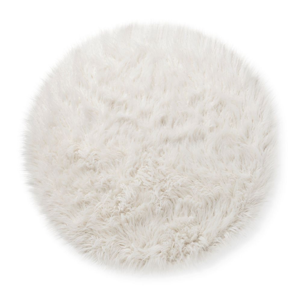 3' Faux Fur Round Kids' Rug White - Pillowfort
