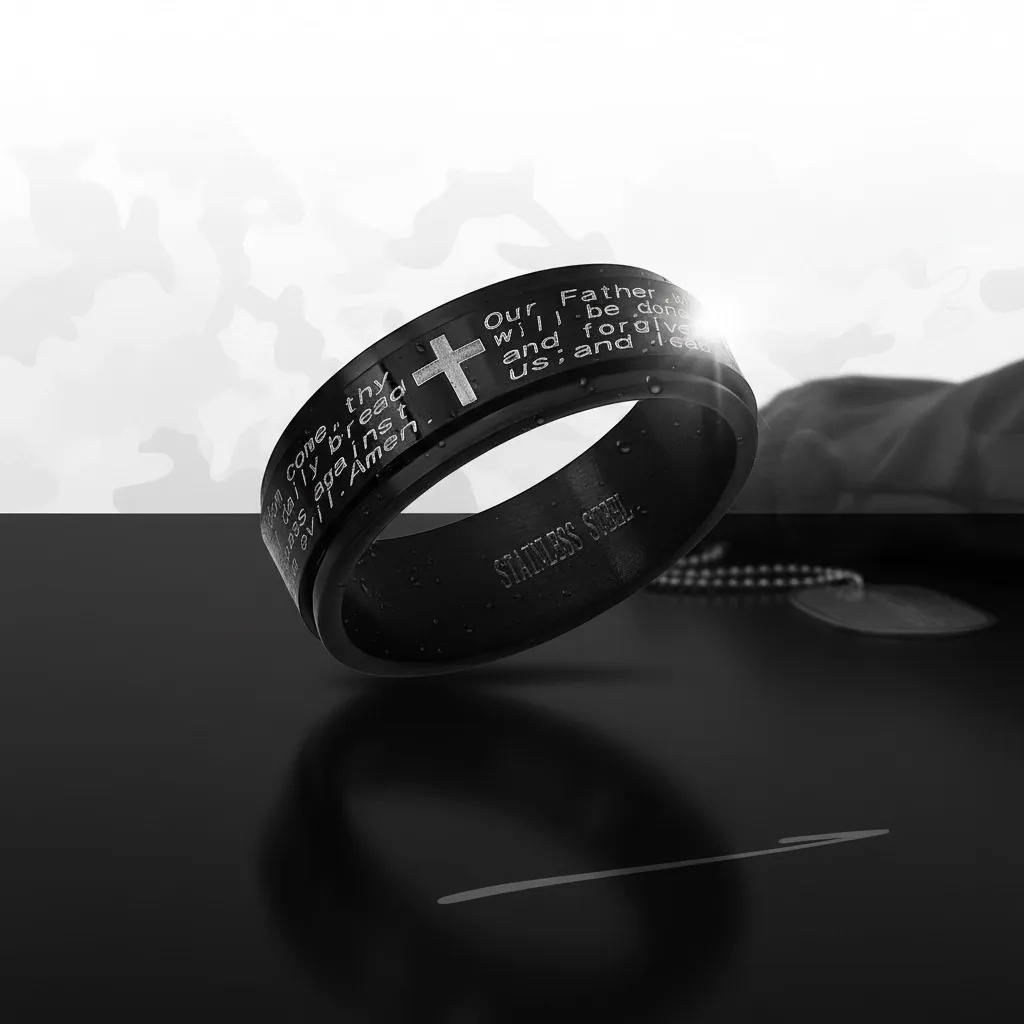 Lord’s Prayer Cross Spinner Band - Black