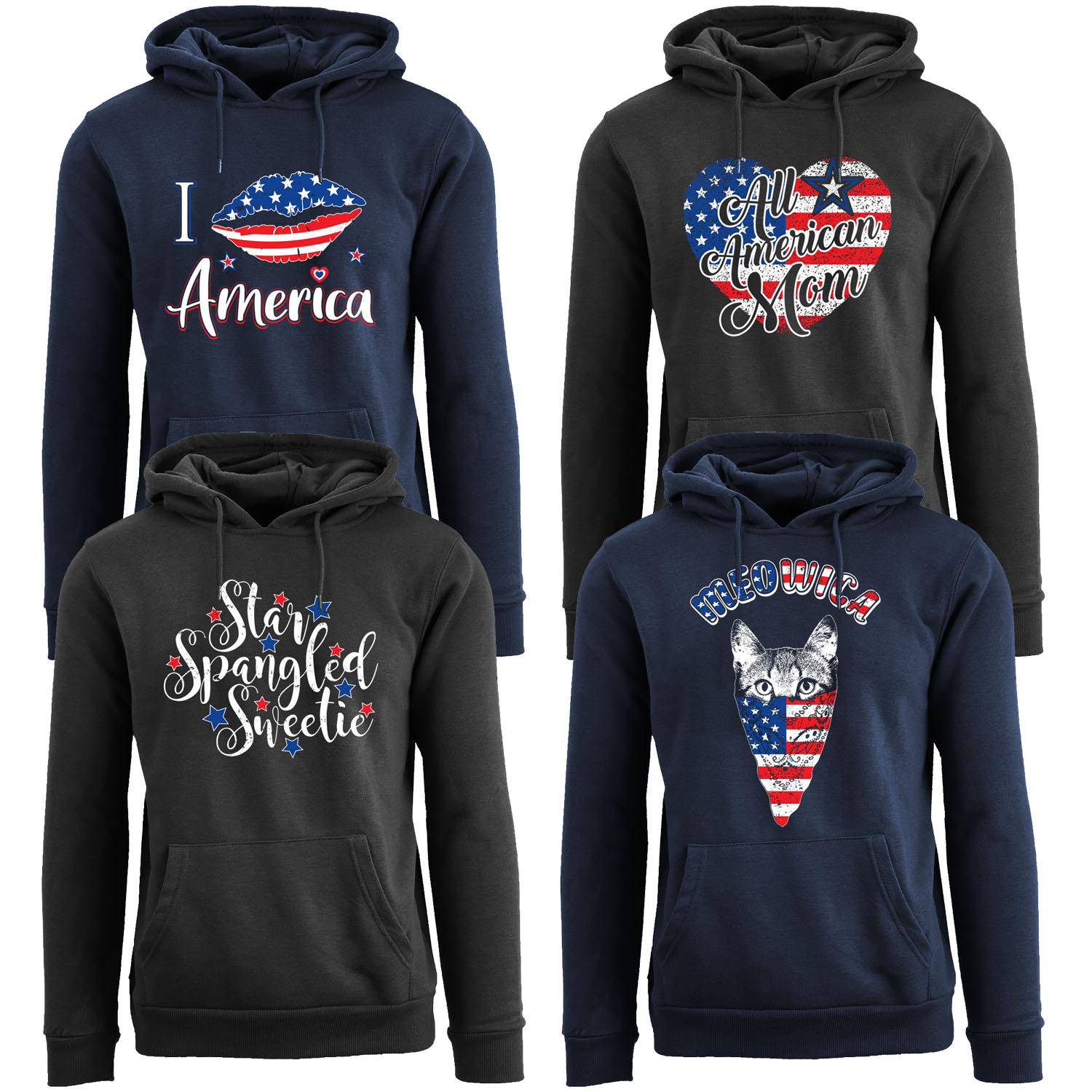 Women's American Girl 4th of July Themed Pull Over Hoodie
