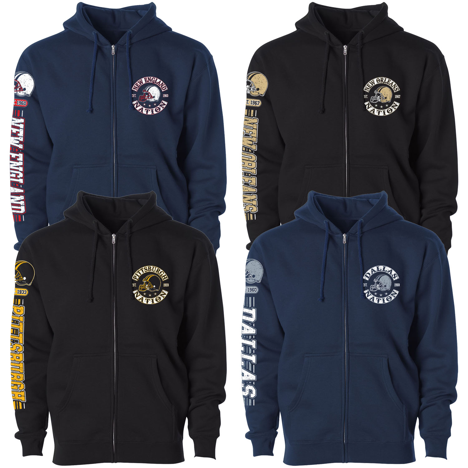 Men's Football Stripes Zip Up Hoodie