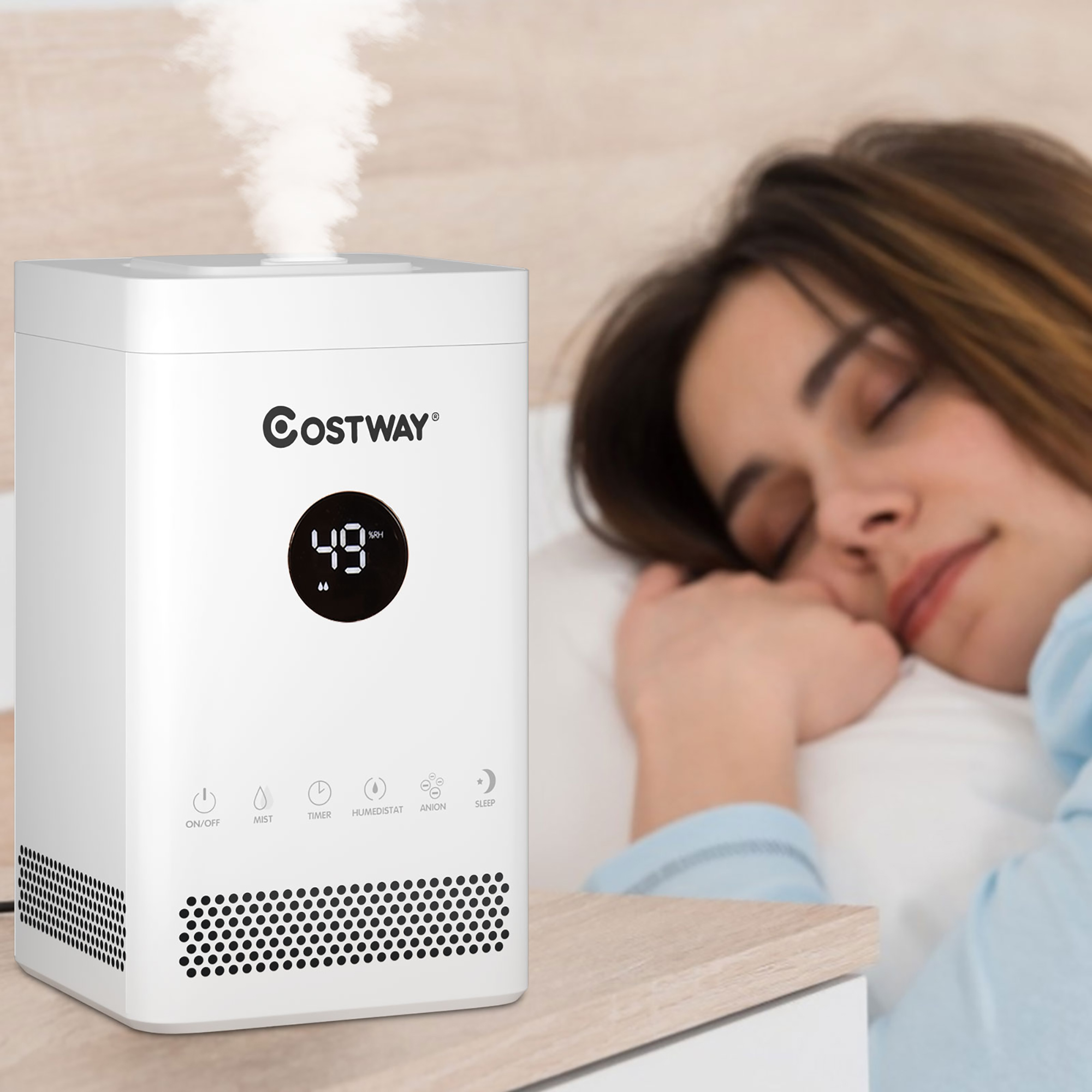 Costway 3.5L Quiet Top Fill Air Humidifier w/ 3-Level Mist