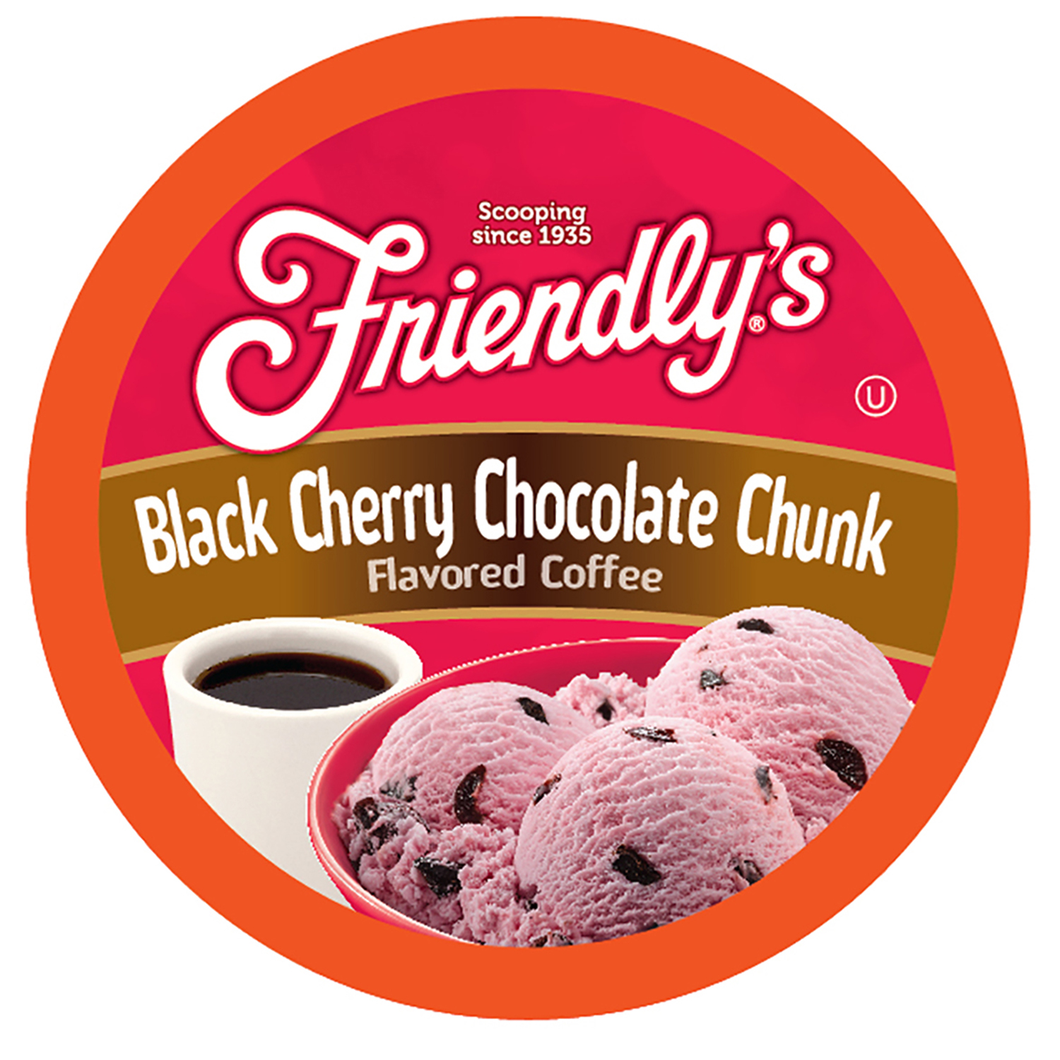 Friendly's Flavored Coffee Pods, Black Cherry Chocolate Chunk, 40 Count