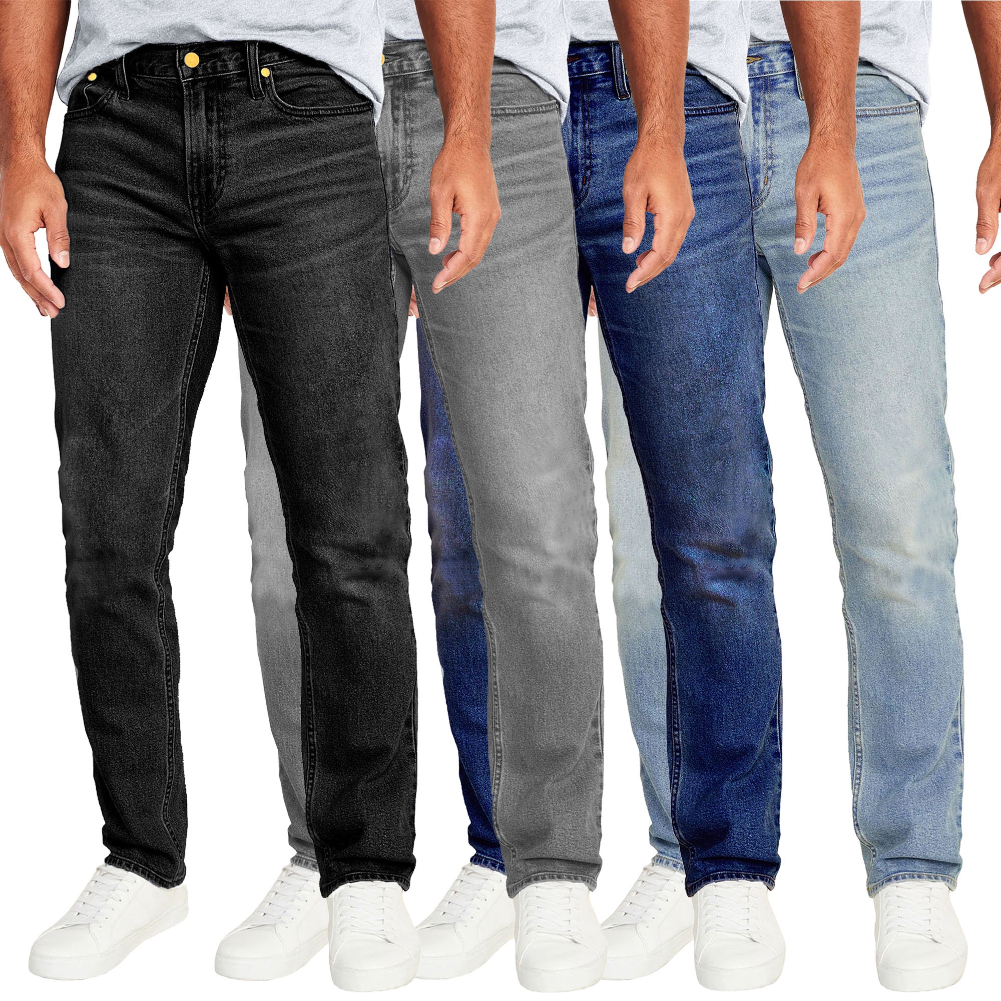 Men's 3-Pack Flex Stretch Slim Straight Jeans with 5 Pocket (Sizes, 30-42)