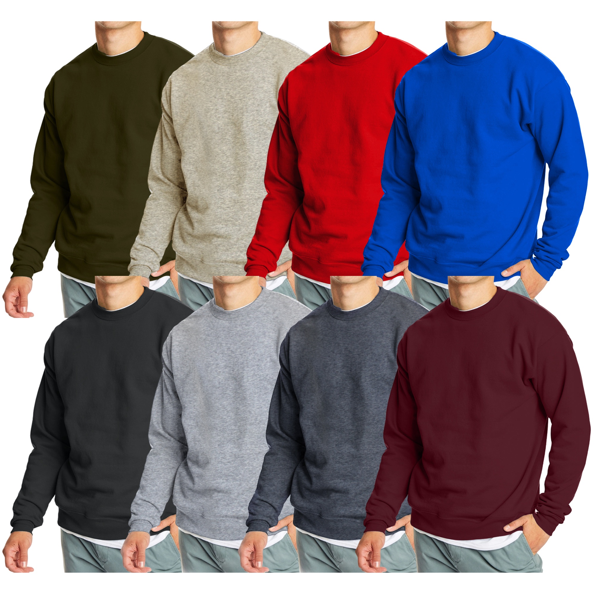 3-Pack Men's Crew Neck Fleece-Lined Pullover Sweatshirt (S-2XL)