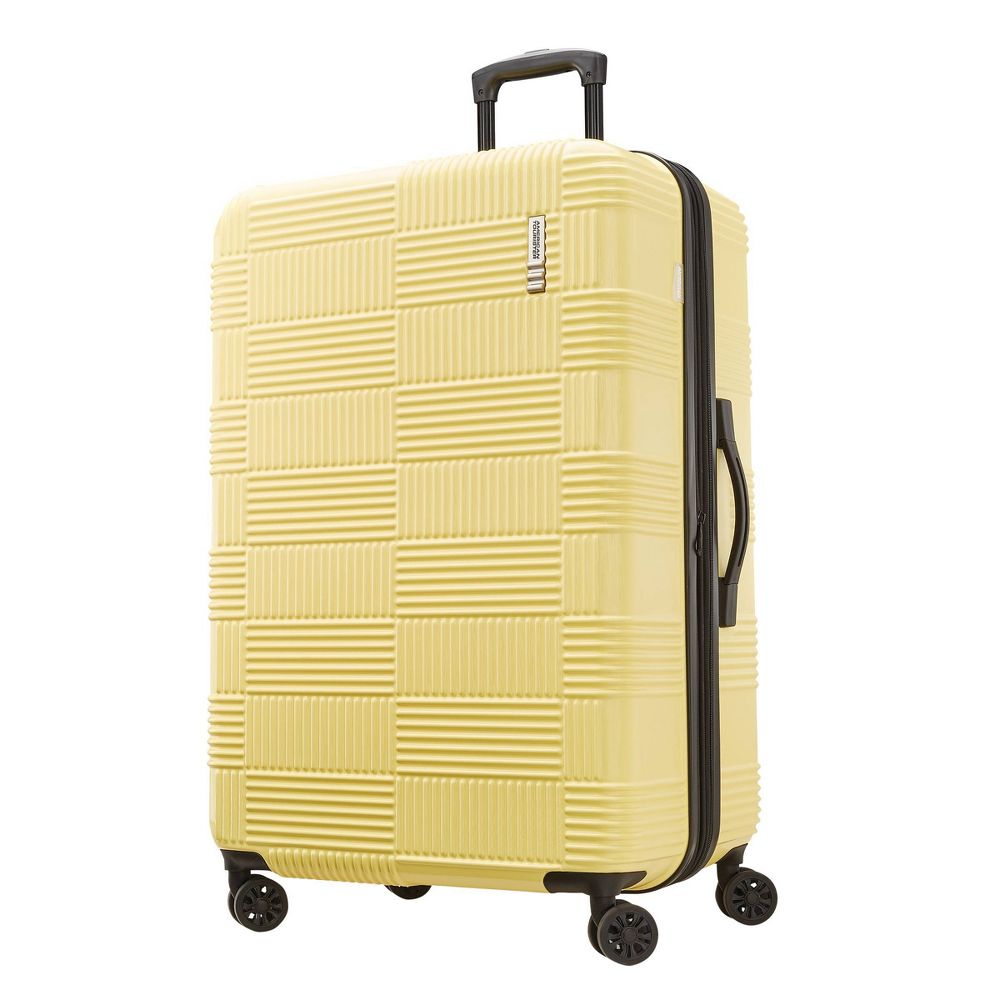American Tourister NXT Hardside Large Checked Spinner Suitcase - Yellow: 8-