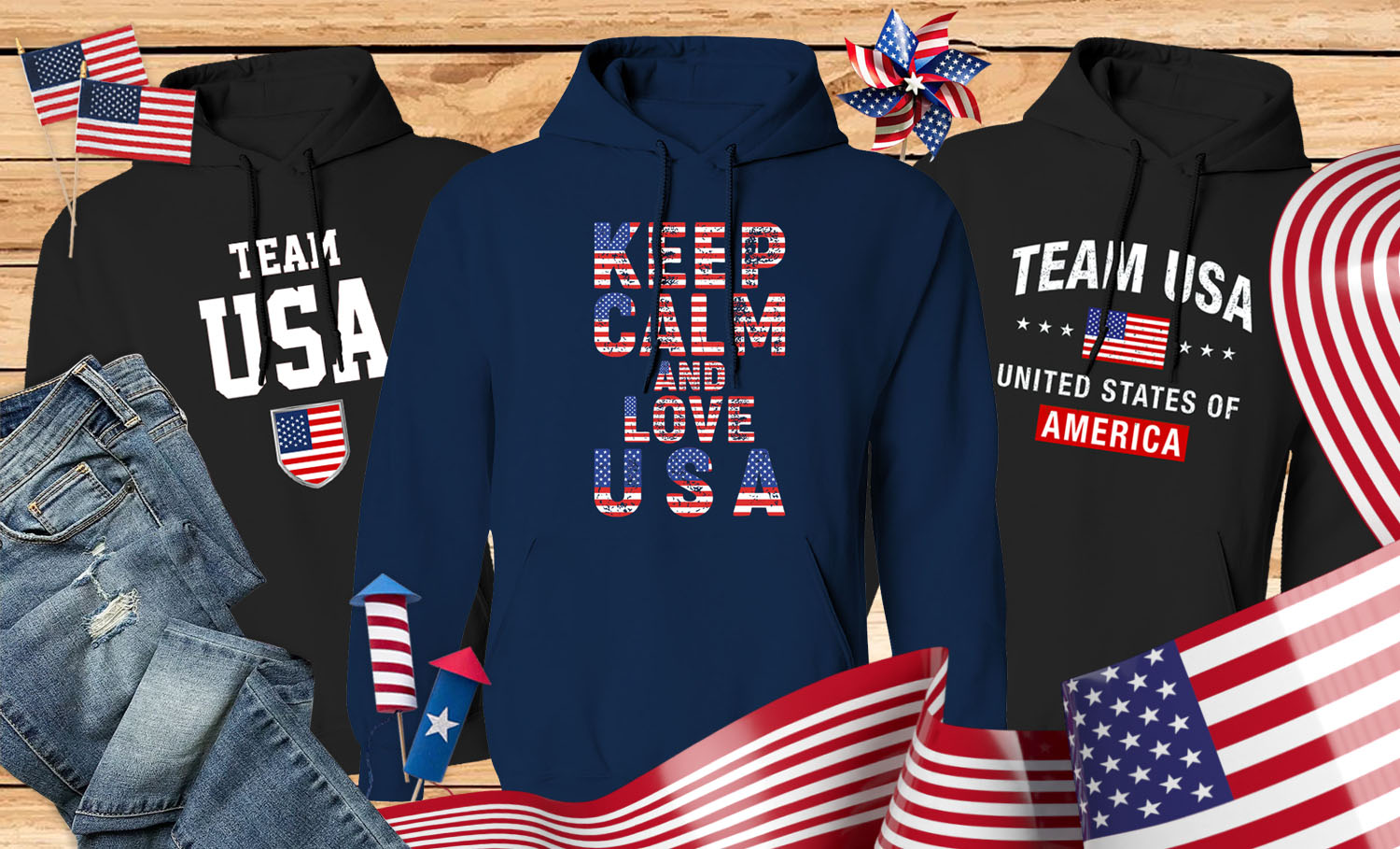 Men We Love USA Pullover Hoodie