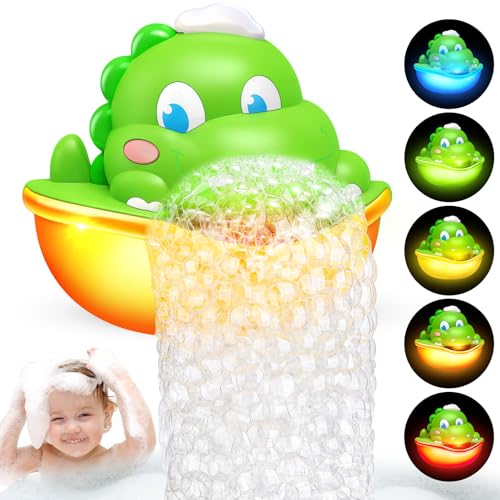Diyfrety Baby Bath Toys Light-up Dinosaur Bath Bubble Machine Automatic Bubble