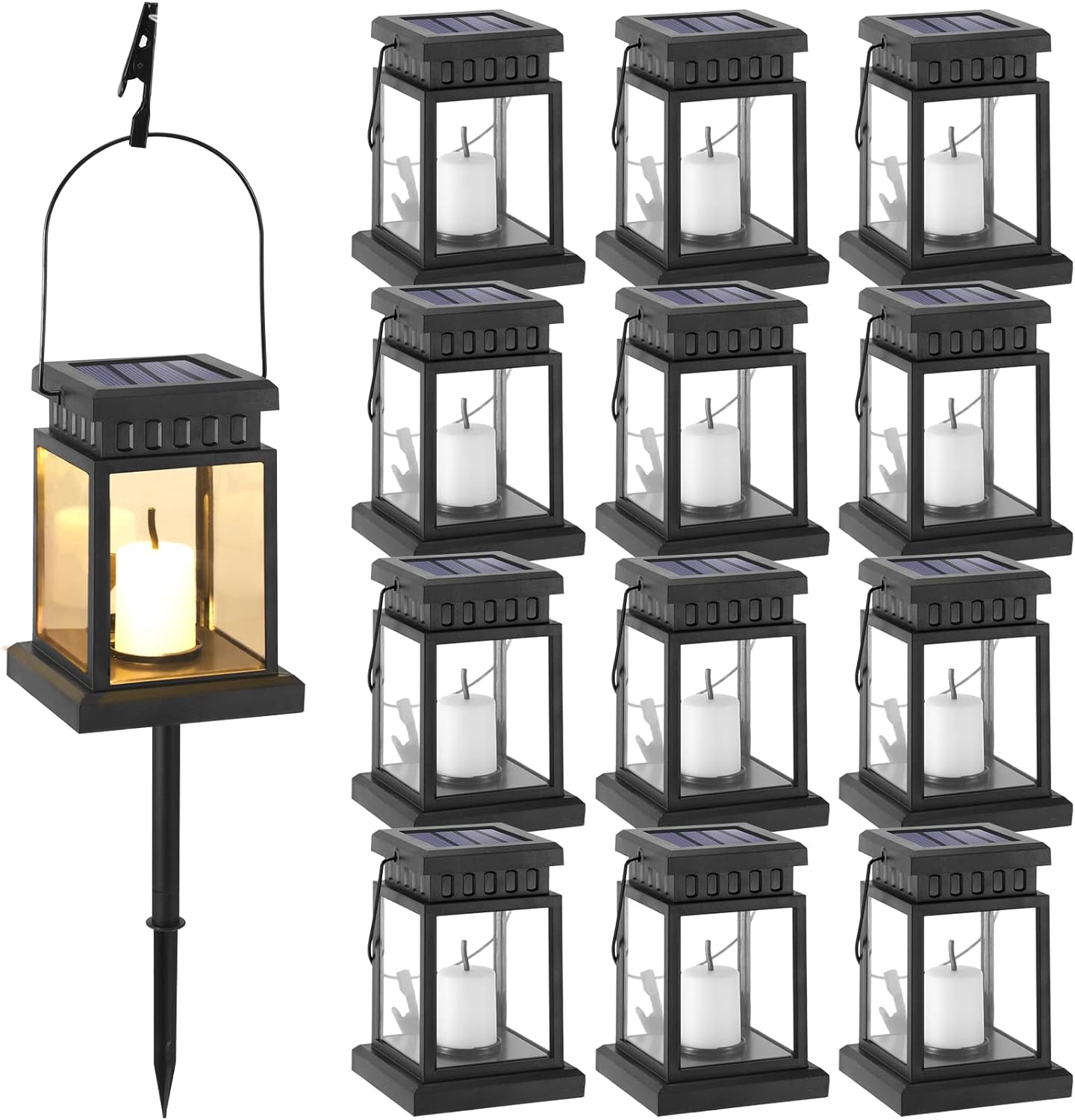 8 Pack Garden Hanging Candle Lights/Hanging Solar Lanterns