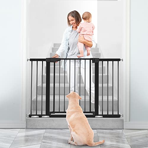 SYCYH Baby Gate, Extra Wide, Auto-Close Safety Pet Dog Gates B09Q26GPTG - Black - New