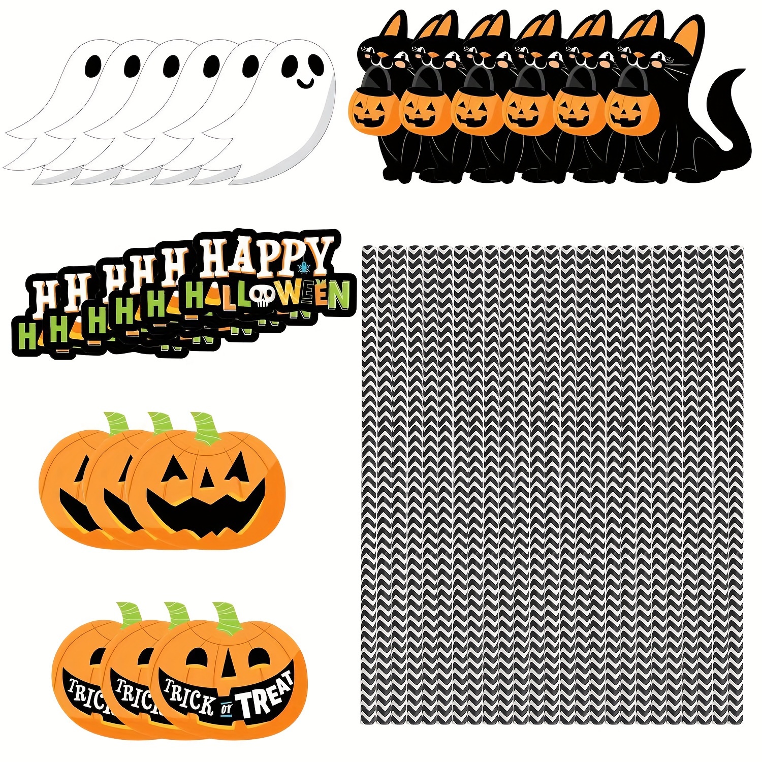 25Pcs Festival Party Striped Decorative Straws Disposable Drinking Straws Paper Straw Decor Halloween Party Supplies