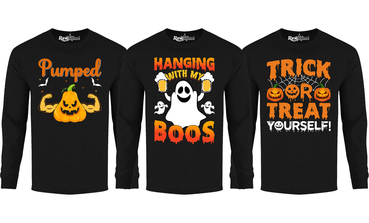 Men Creepy Scary Halloween Long Sleeve Shirt