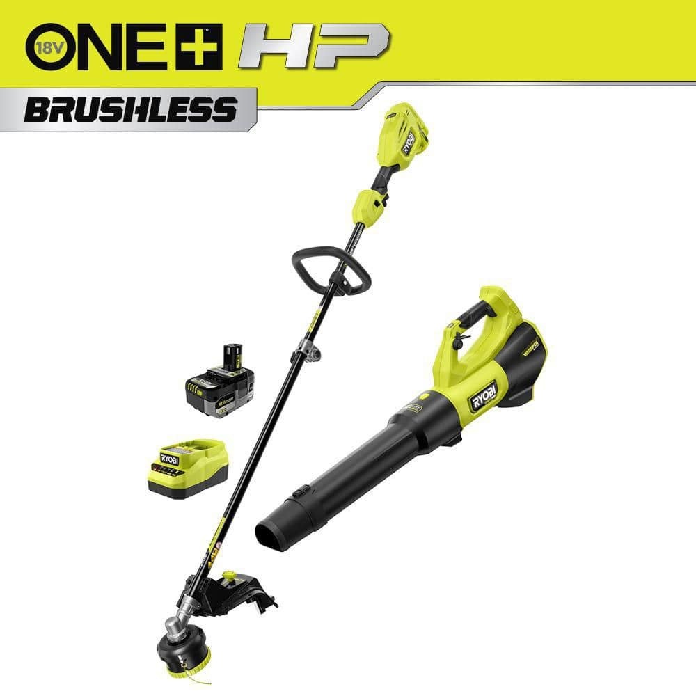 Ryobi ONE+ HP 18V Brushless 15" String Trimmer & Leaf Blower Combo Kit