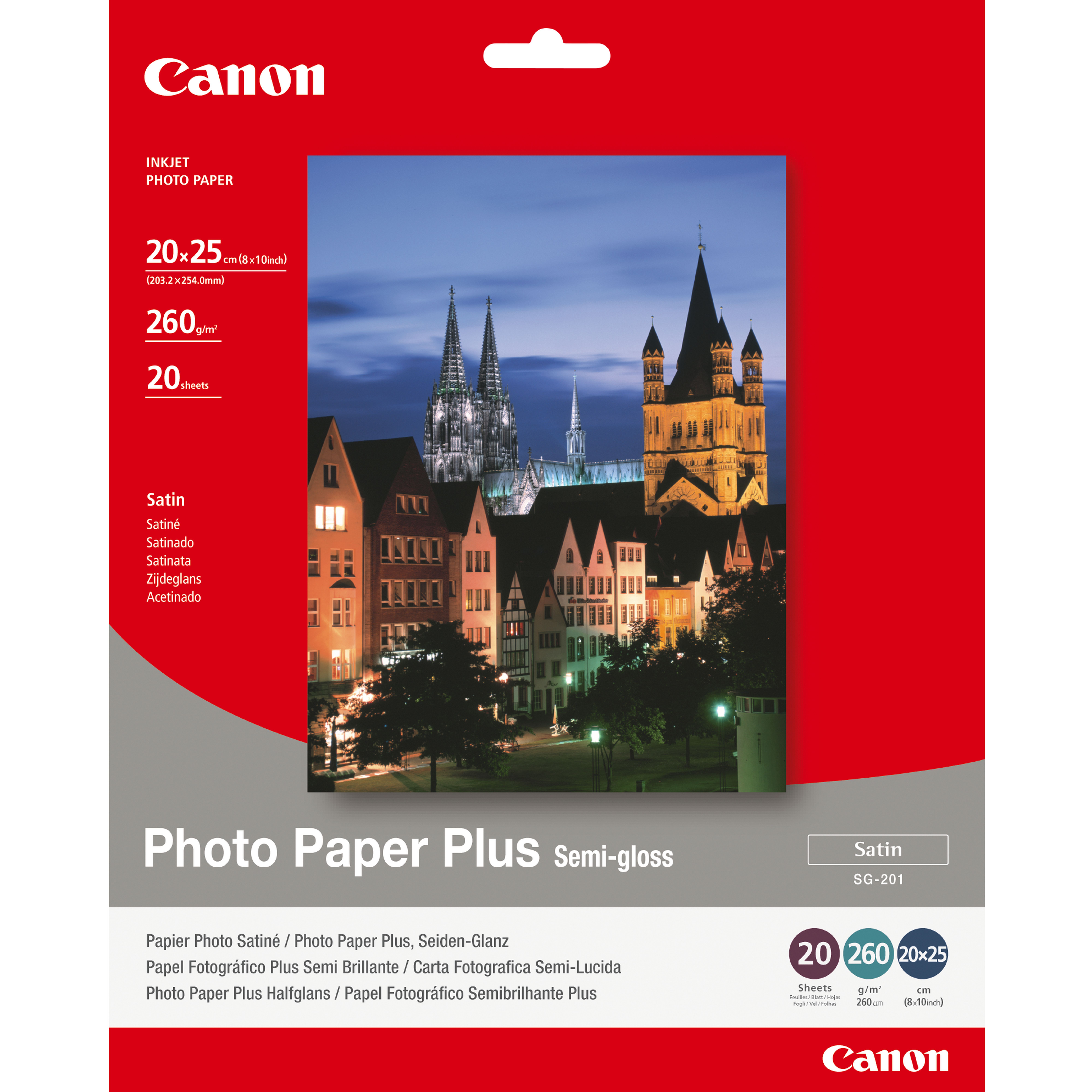 Canon SG-201 8 X 10 (20 X 25cm) – 20 Sheets Semi Gloss 8 x 10in- 50 Sheets. 260 gsm 0.26mm thick