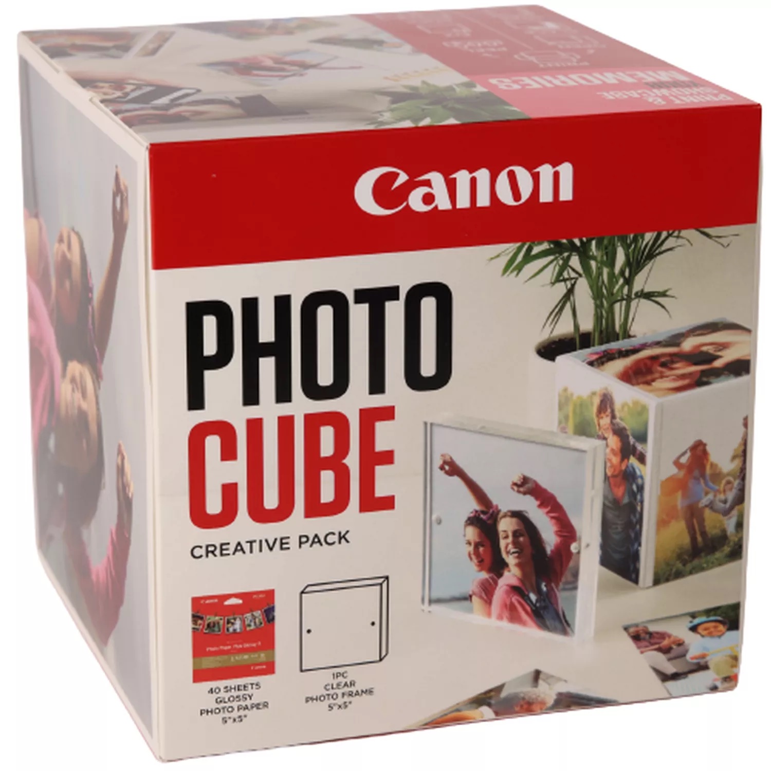 Canon Paper PP-201 5X5 PHOTO CUBE CP WH/Pink Includes 1 x Acrylic photo frame