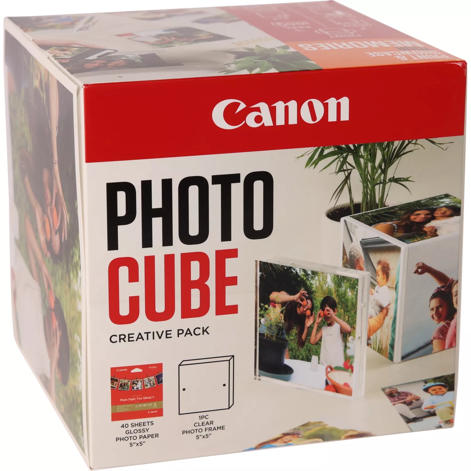 Canon Paper PP-201 5X5 PHOTO CUBE CP WH/Orange Includes 1 x Acrylic photo frame