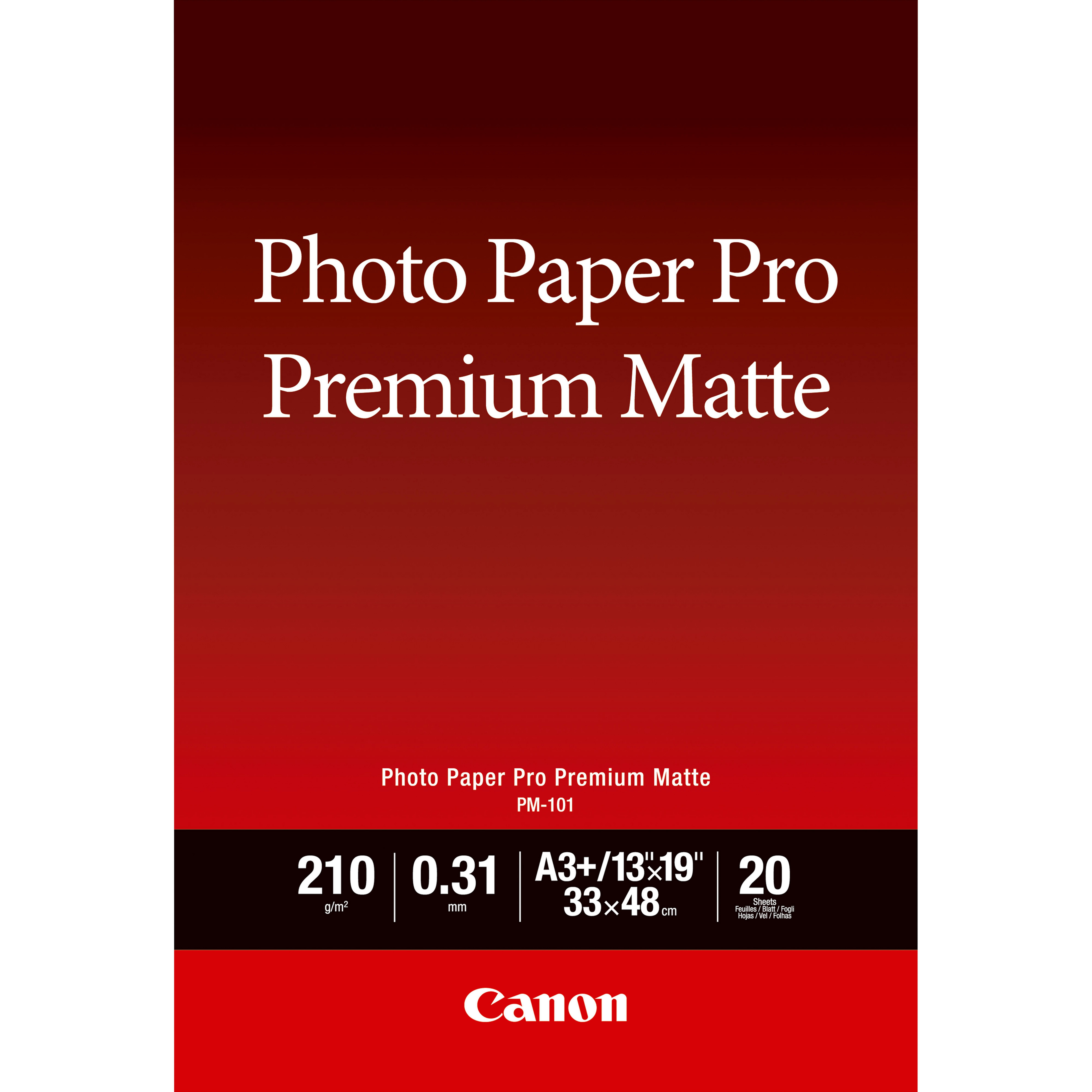 Canon PM-101 A3+- 20 SheetsPro Premium Matte A3+ – 20 Sheets. 210 gsm 0.31mm thick