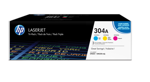 HP 304A Tri-Pack Toner Cartridges (CMY)