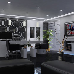 black and white office