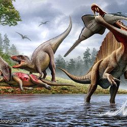 Spinosaurus VS Onchopristis &amp;amp;  Carcharodontosaurus VS Ouranosaurus