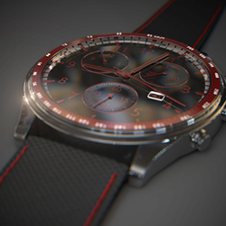 Macro Black and red watch
