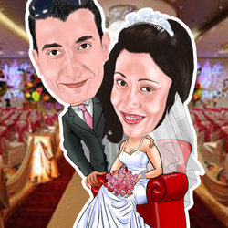 wedding caricature digital drawing faces 