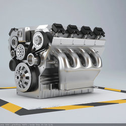 Car engine 8 cylinders 3d modeling