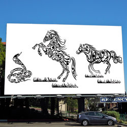 Caligraphic horses composition