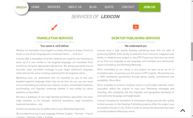 Lexicon one page concept -responsive - Translation and Localization ...