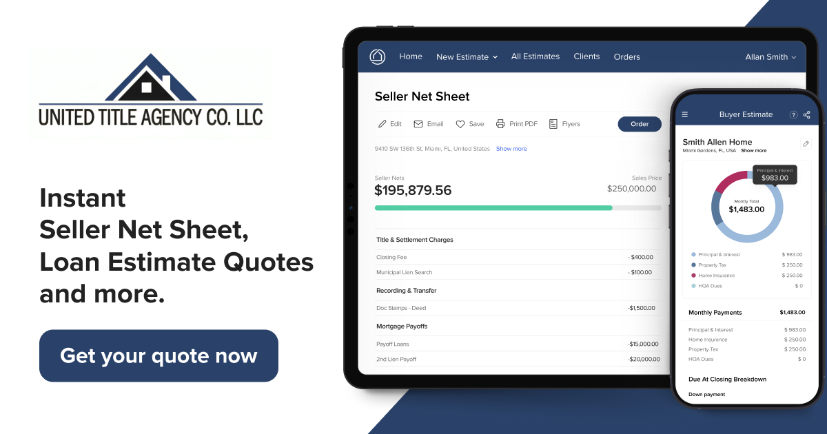 United Title Agency Co. - Title Quote, Seller Net Sheet, Loan