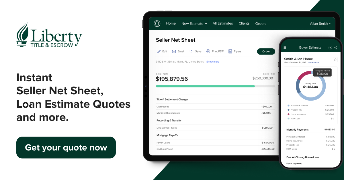 Liberty Title and Escrow Co. Title Quote, Seller Net Sheet, Loan