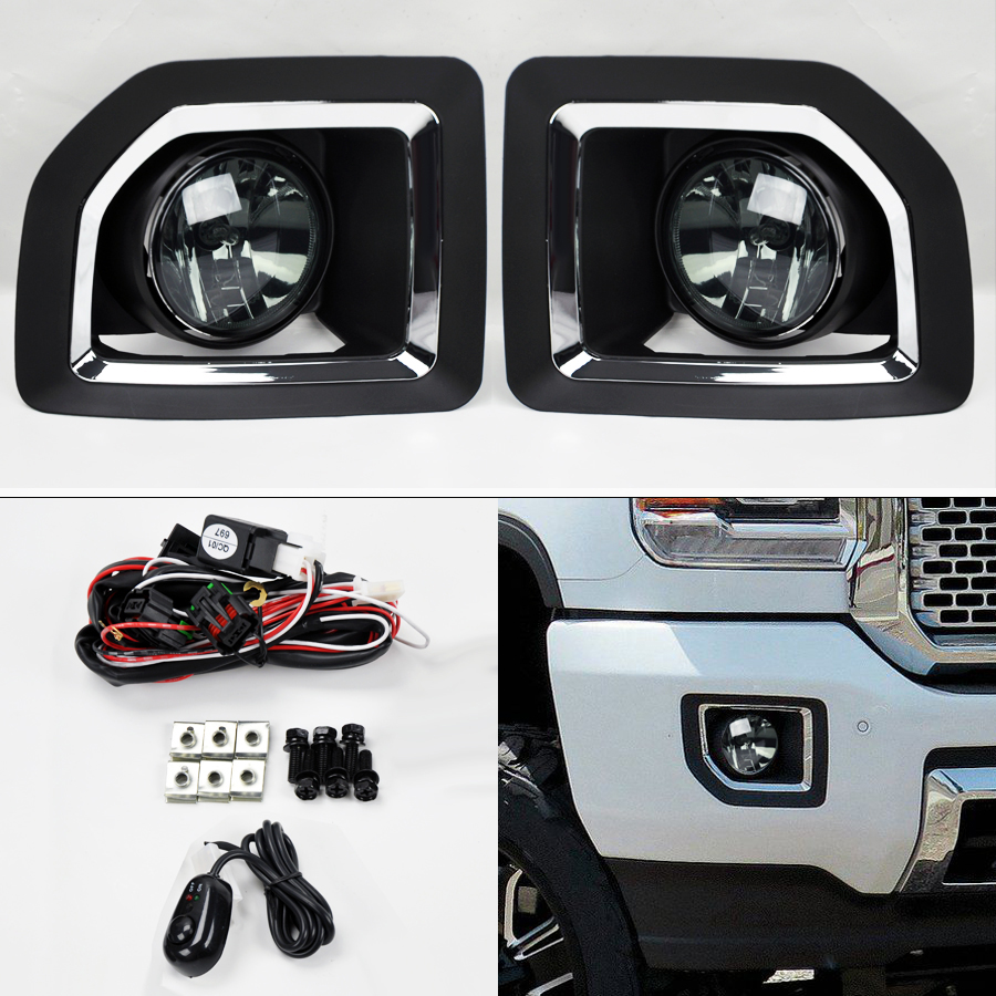 GMC Sierra 2500 2015-2017 Front Bumper Fog Lights Kit & Wiring Switch