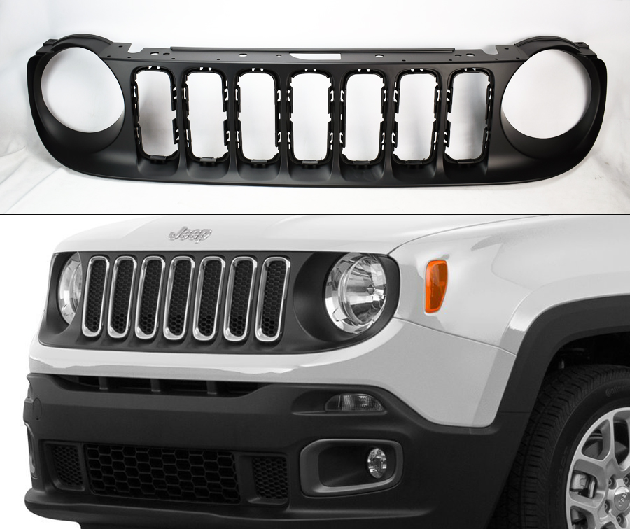 Replacement Black Front Bumper Hood Grill for Jeep Renegade 20152019