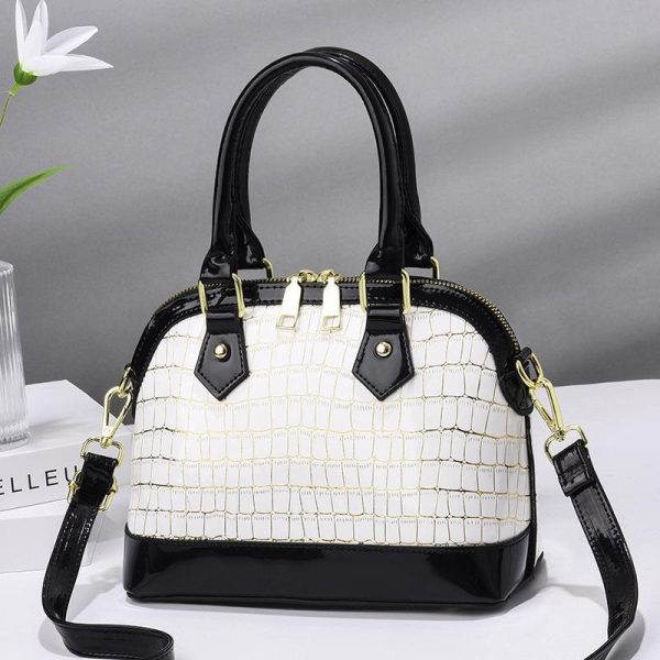 Women's Crossbody Bag Top Handle Bag Patent Leather Cowhide Solid Color Daily Handbags - Image 2