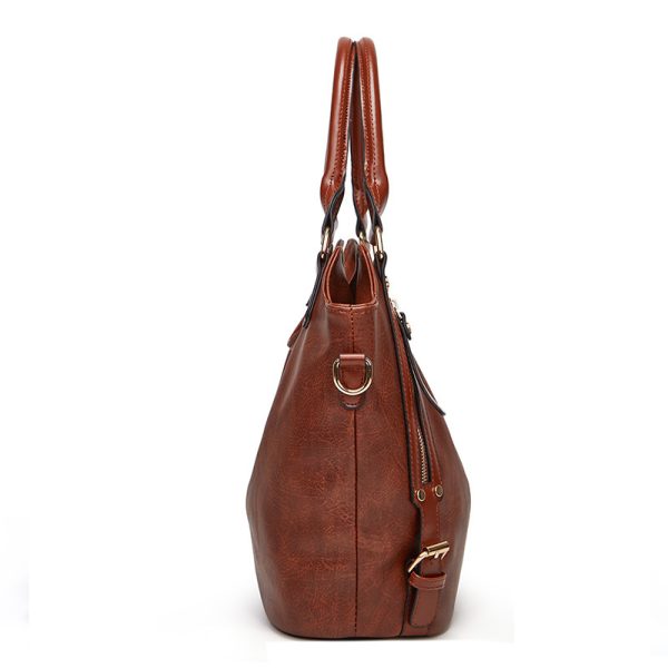 Women's Handbag Large Capacity Single Shoulder Messenger Oil Leather Bag - Image 4