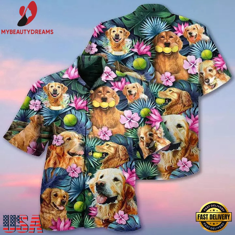 Golden Retriever Aloha Hawaii Shirt - Dog Lovely Hug A Golden Hawaiian Shirt, Gift For Dog Lovers