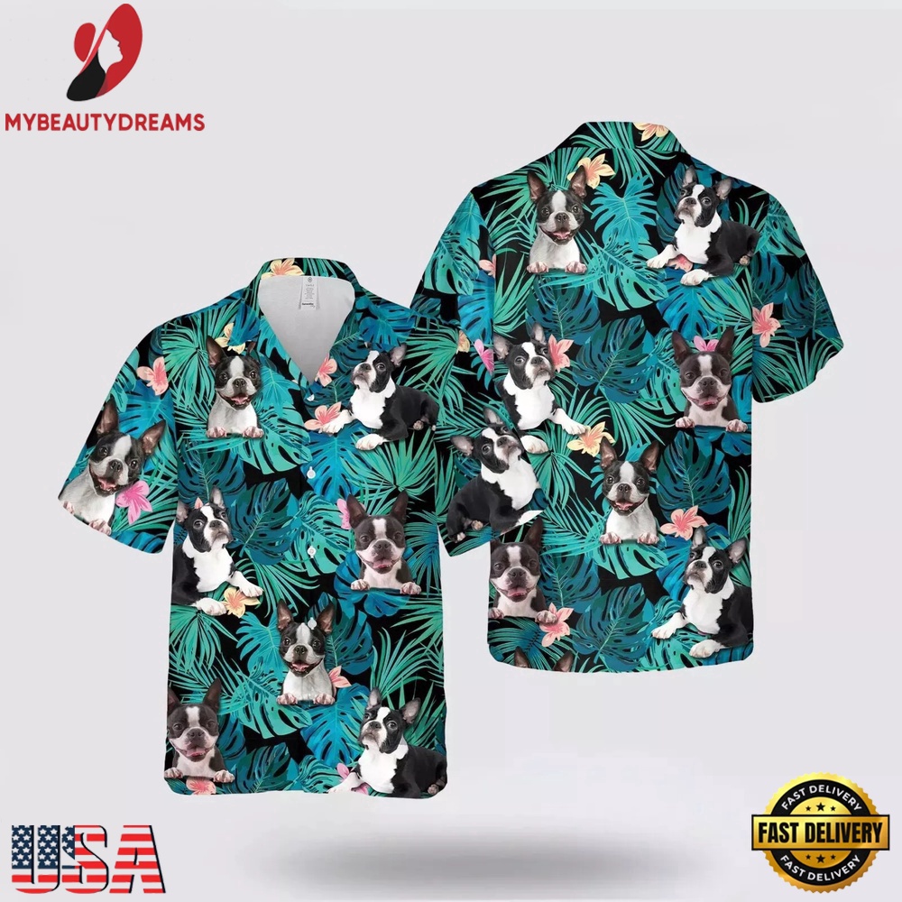 Hawaiian Beach Shirt, Boston Terrier Dog Hawaiian Shirt, Dog Hawaii Shirt, Gift For Dog Lovers