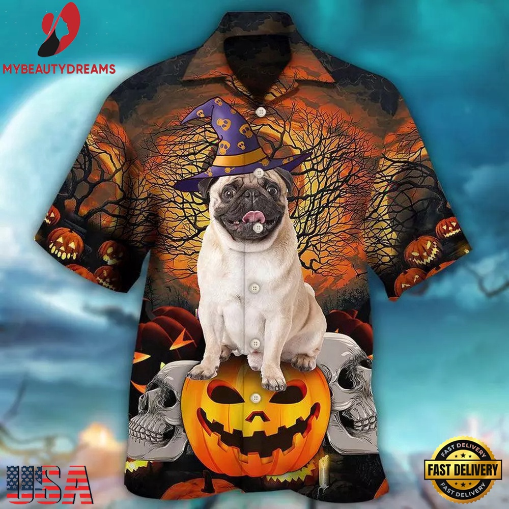 Hawaiian Beach Shirt, Pug Hawaiian Shirt, Halloween Pug My Lovely Dog Aloha Hawaiian Shirt For Summer, Gift For Dog Lovers